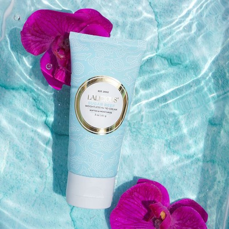 LaLicious Sugar Reef Weightless Hand Cream - Natural Hand & Cuticle Lotion with Mango Butter & Milk Thistle - Cruelty-Free Skin & Body Moisturizing Cream (3oz)