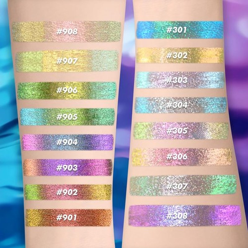 CHARMACY Multichrome Eyeliner Liquid Liner, Glitter liquid eyeliner waterproof, Metallic Intense Color Shifting Colorful Eyeliner, Long wearing, Ultra-Fine Tip Smudge-proof, GREEN INDIGO 905
