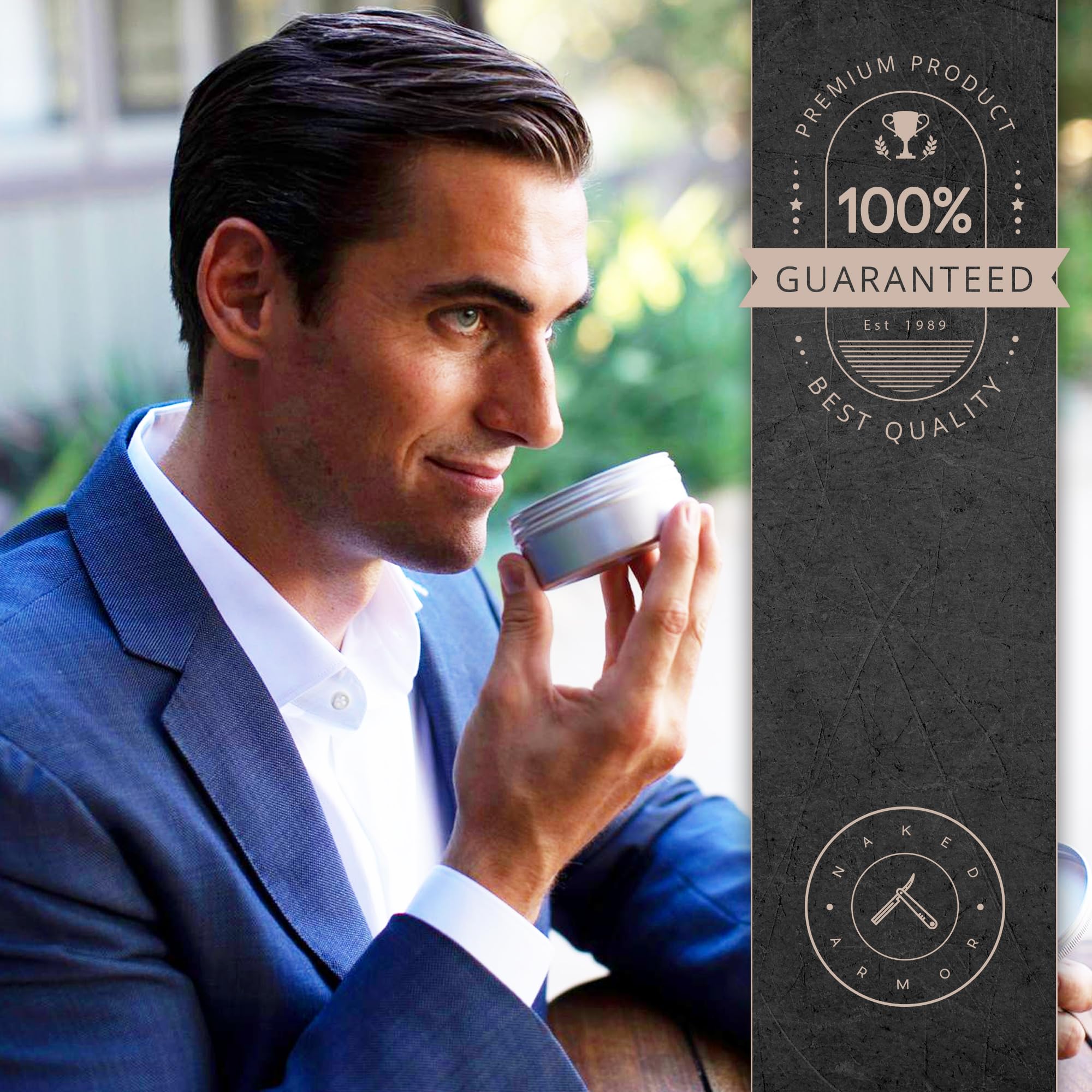 Naked Armor Organic Shave Soap for Men - Large 7oz Shaving Soap Tin for Sensitive Skin & Wet Shaving - Handmade with Shea Butter & Essential Oils - Rich Creamy Lather (Bay Rum)
