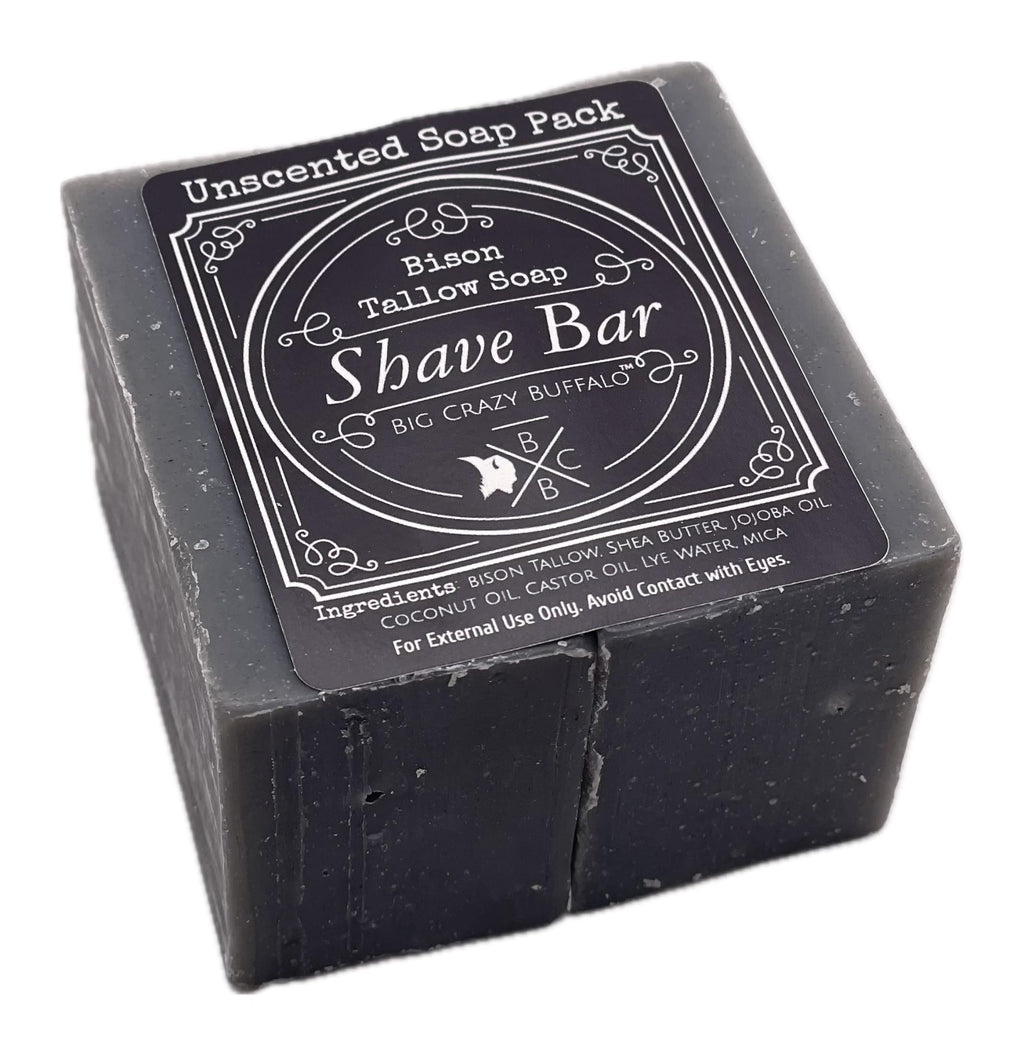 Big Crazy Buffalo Pure Bison Tallow Buff Shave Bar - Razor Friendly, Moisturizing, Glides, Soothes, Pure and Naturally Derived - No Dyes, Chemicals, Fragrances, Preservatives
