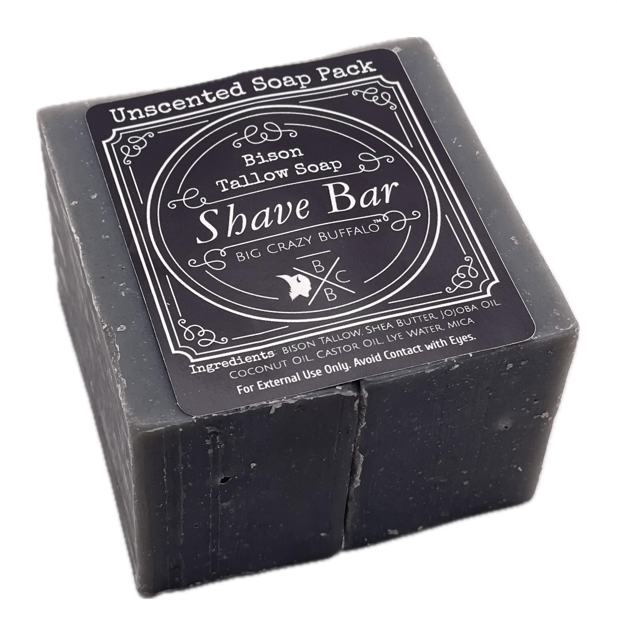 Big Crazy Buffalo Pure Bison Tallow Buff Shave Bar - Razor Friendly, Moisturizing, Glides, Soothes, Pure and Naturally Derived - No Dyes, Chemicals, Fragrances, Preservatives