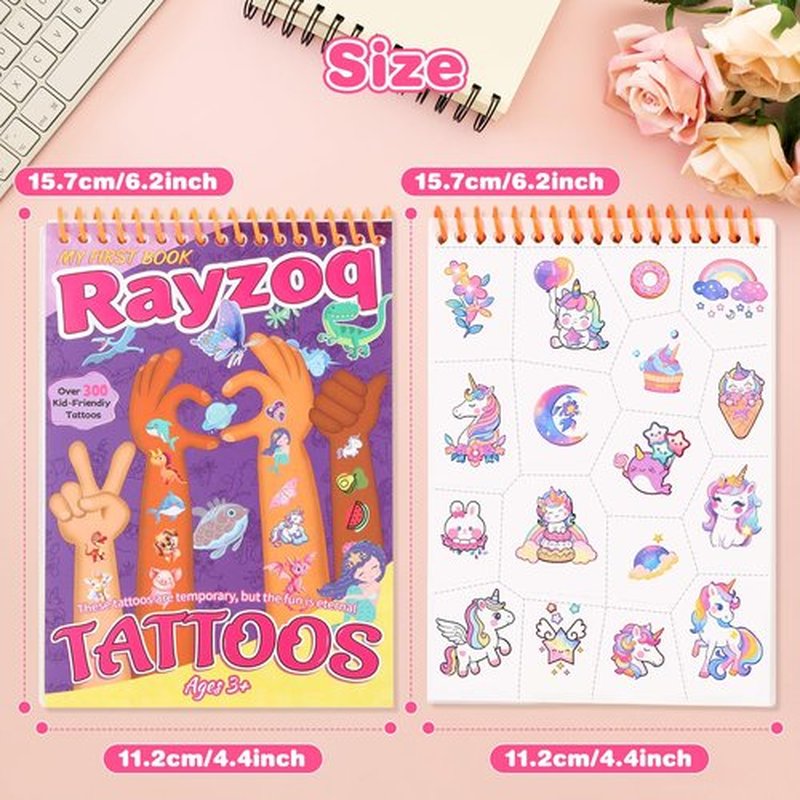 350PCS Kids Temporary Tattoos, Pre-Cut Safe Dinosaurs Unicorn Butterfly Animals, Easter Basket Stuffers Party Favors Classroom Prizes Stocking Stuffers Birthday Gifts Boys Girls Ages 3-12