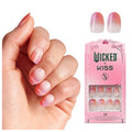 WICKED X KISS Press On Nails - Pink Perfection | Waterproof, Chip-Proof & Smudge-Proof | 28 Short Oval Nails with Gel Glue & Mini File
