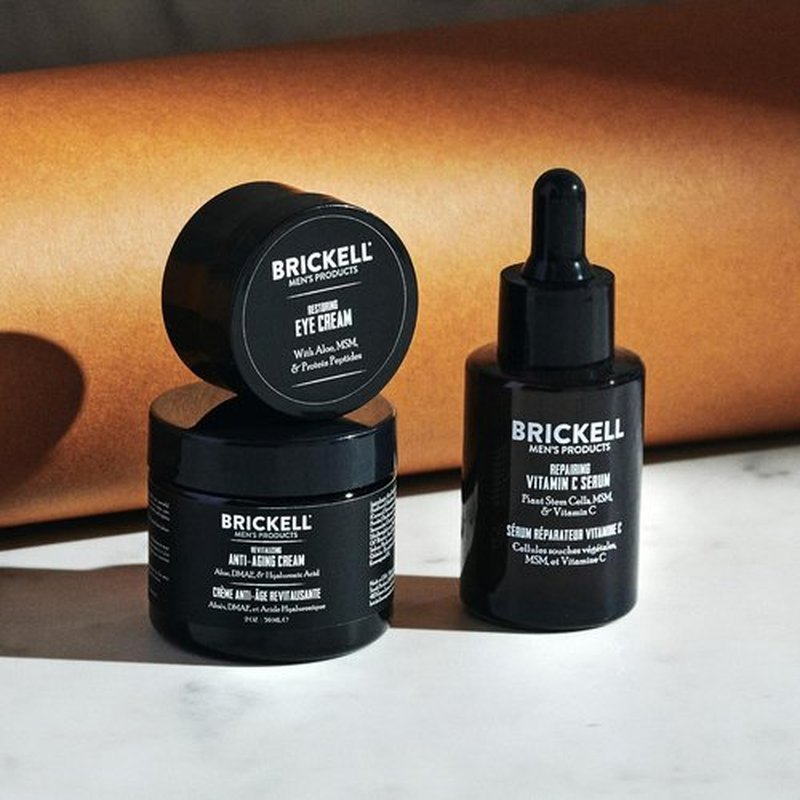 Brickell Men's Anti-Aging Skin Care Set - Night Cream, Vitamin C Serum & Eye Cream | Natural & Organic