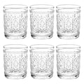 Bekith 6 Pack Drinking Glasses, 9.5 oz Romantic Water Glasses, Clear Embossed Glass Cups Vintage Glassware Set for Whisky, Juice, Beverages, Beer, Cocktail