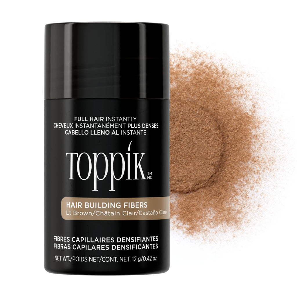 Toppik Hair Building Fibers, Light Brown, 12g Fill In Fine or Thinning Hair, Instantly Thicker, Fuller Looking, 9 Shades for Men & Women, Keratin Protein Formula
