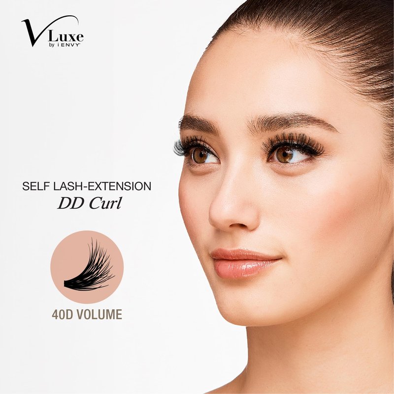 VLuxe DD Curl Lash Cluster Eyelash Extensions, Voluminous Style 40D Volume Individual False Eyelash for Professionals, Enhanced Bold Look for Dramatic Lift, DIY Easy Application & Comfortable Wear