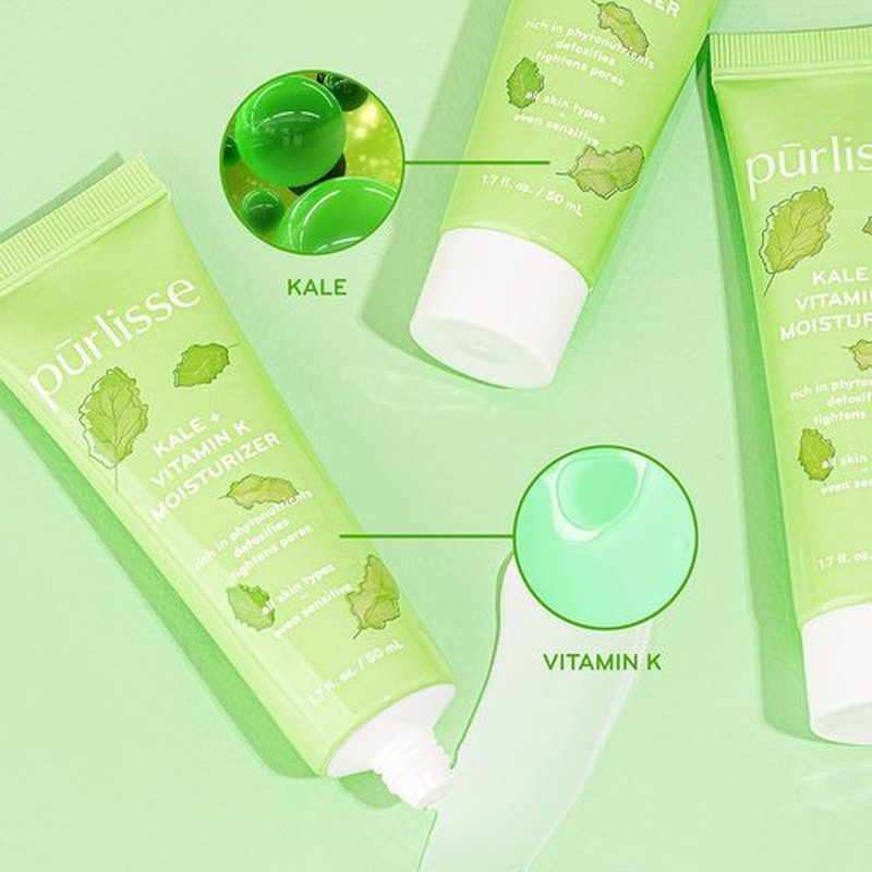 pūrlisse Kale + Vitamin K Hydrating Face Moisturizer - Face Moisturizer for Detoxifying & Pore Tightening - Packed with Antioxidants for Smooth, Radiant & Youthful Skin (1.7 Fl oz)
