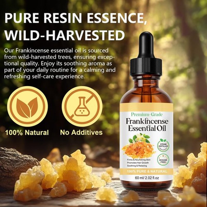 Shuangjia Frankincense Resin Oil for Face 2.02 fl.oz, Reduces Fine Lines & Wrinkles, Soothes & Repairs Skin, Deep Hydration for Body, Anti-Aging Serum Frankincense Skin Essential Oil Wrinkle