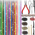 Aouuhe Hair Tinsel 24 Colors 7800 Strands Hair Tinsel Kit with Tools 48 Inch Glitter Tinsel Hair Extensions Festive Party Fairy Hair Tinsel Kit for Women Girls Hair Accessories