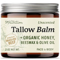 Beef Tallow Honey Balm | Face & Body | With Organic Honey, Beeswax & Olive Oil | Face Moisturizer & Body Balm | Grass Fed Beef Tallow for Skin Support | Paraben, BPA & Cruelty-Free | Unscented, 2 oz