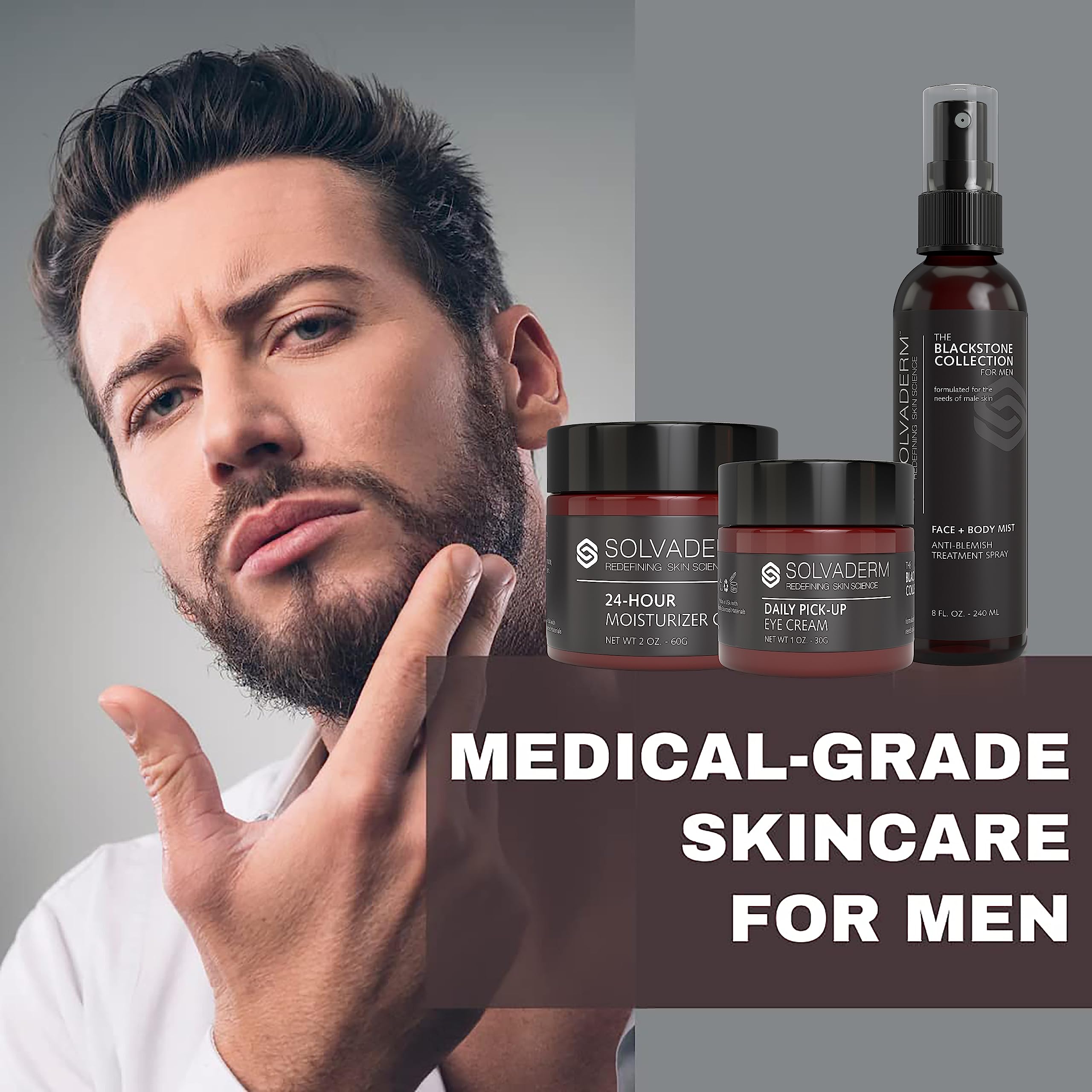 Solvaderm for Men - Cooling Aftershave - Calming Face + Body Mist For Skin Blemishes & Shaving Irritation - Reduces Redness After Shaving - 8 FL OZ / 240 ML (Pack of 1)