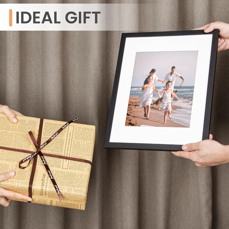 Upsimples 11x14 Picture Frame - Versatile Display for 8x10 Photos with Mat or 11x14 Without Mat - Black