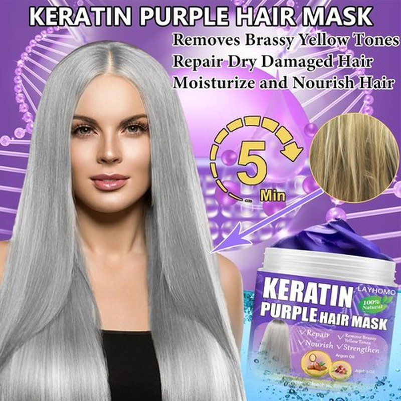**Skiennix Keratin Hair Treatment - Purple Hair Mask for Brassy Blonde & Platinum Hair | Deep Conditioner with Biotin & Argan Oil**