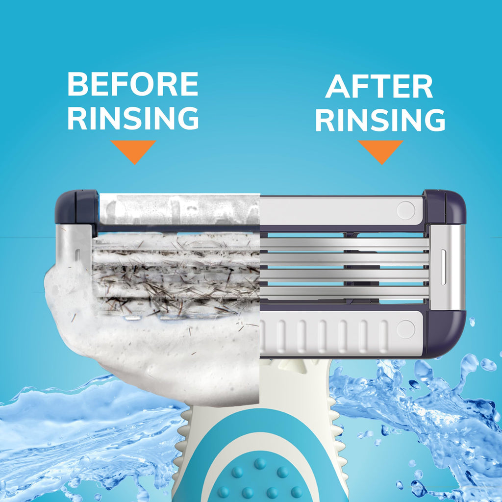 BIC EasyRinse Sensitive Anti-Clogging Men's Disposable Razors, Clinically Proven for Sensitive Skin, Shaving Razors With 4 Blades, 6 Count