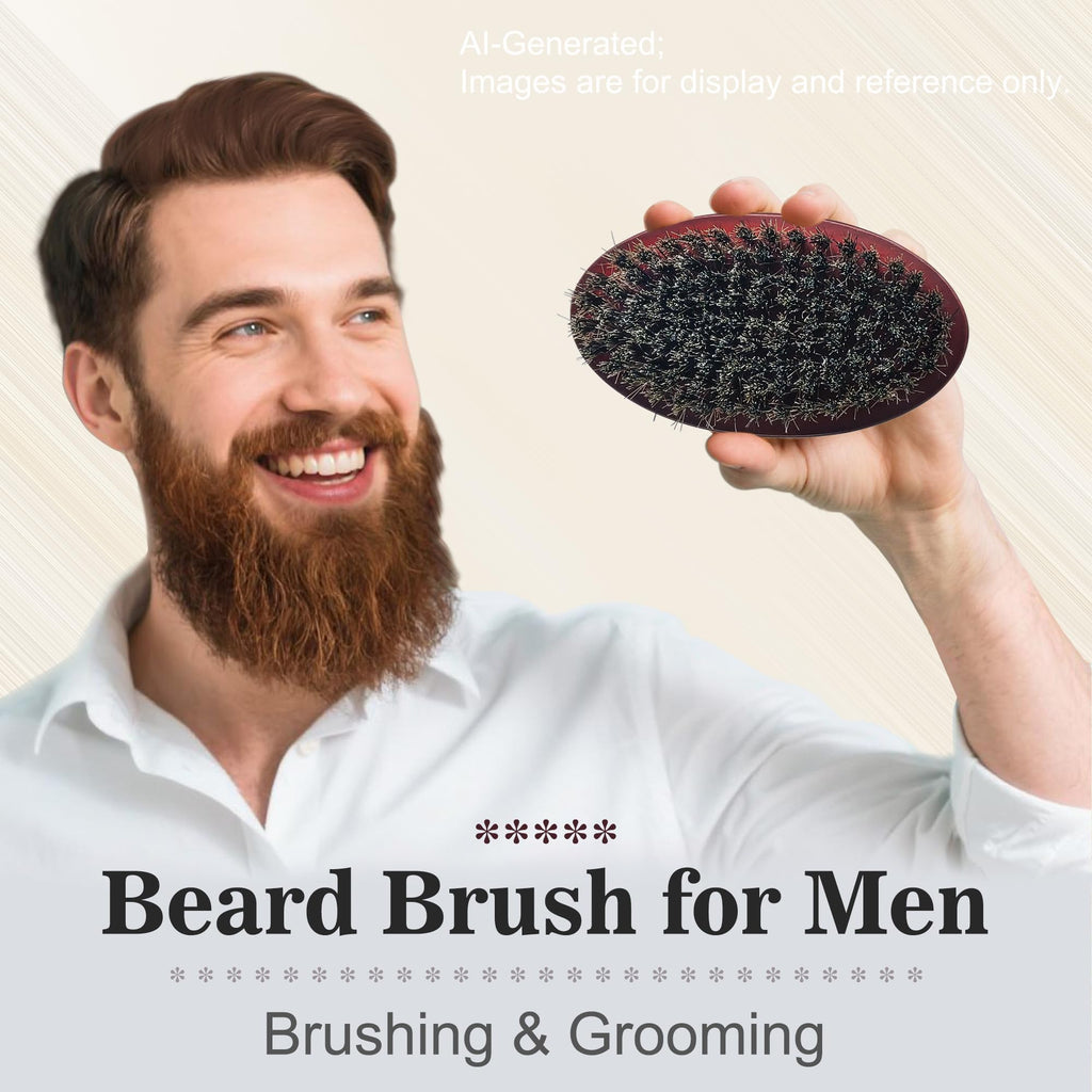 SUNBIRD Beard Brush for Men, 100% Natural Bristle and Wood