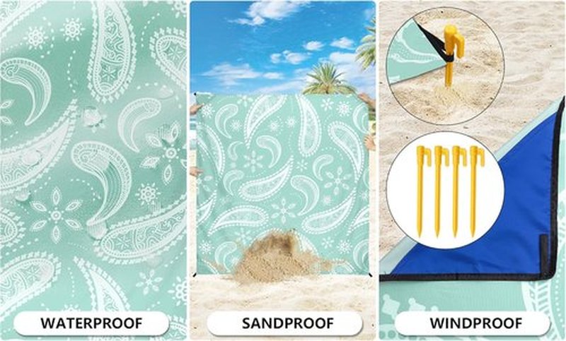 HIHOHO Beach Blanket - Extra Large Waterproof & Sandproof Mat | Quick-Drying for 1-8 Adults (79" x 83" / 120" x 108")
