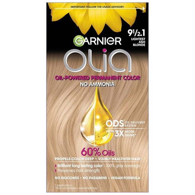 Garnier Olia Hair Color - Ammonia-Free Permanent Dye for Brilliant Oil-Rich Shine | 9 1/2.1 Lightest Ash Blonde