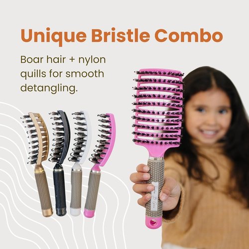 Skiennix Detangling Hair Brush - Gentle Knot Remover with Flexible Bristles | Lightweight Ergonomic Design, White
