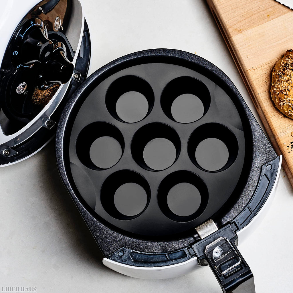 Air Fryer Muffin Pan (7 Cups) – 6.9" Round Egg Bites Silicone Mold Compatible with 3.5–5.8l Fryers, Heat Resistant & Dishwasher Safe – Nonstick Silicone Muffin Pan for Muffins, Egg Bites & Easy Snacks