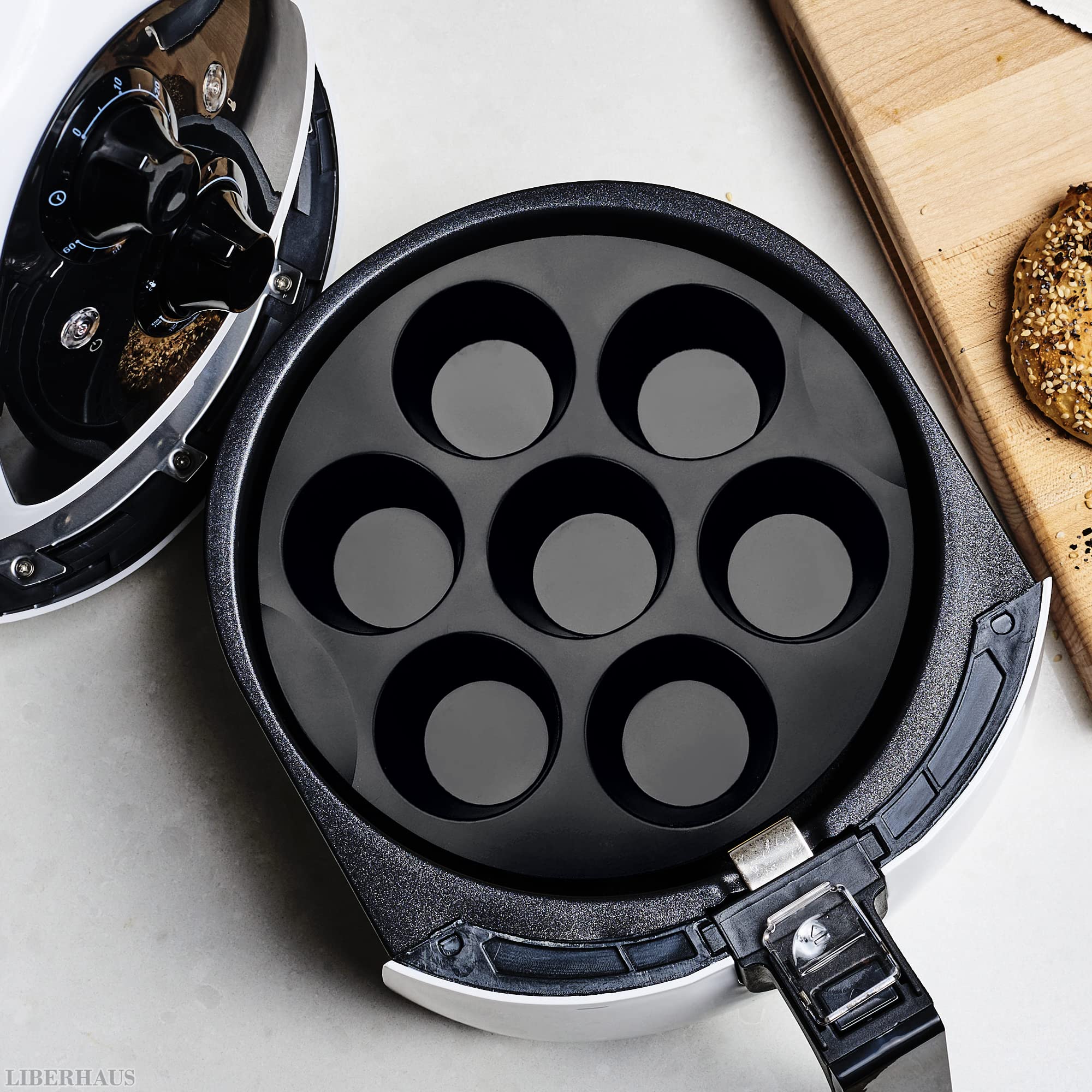 Air Fryer Muffin Pan (7 Cups) – 6.9" Round Egg Bites Silicone Mold Compatible with 3.5–5.8l Fryers, Heat Resistant & Dishwasher Safe – Nonstick Silicone Muffin Pan for Muffins, Egg Bites & Easy Snacks