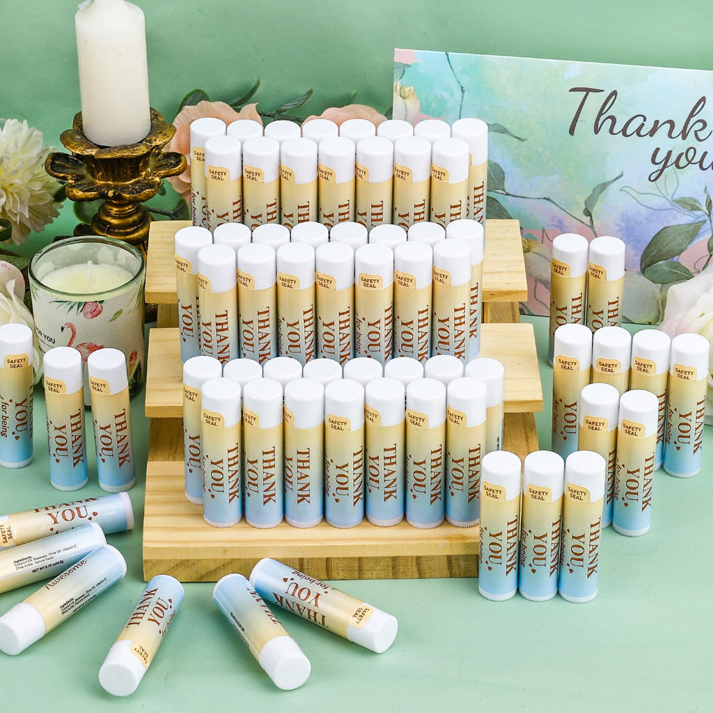 DMSKY Appreciation Gifts 60 Pcs Lip Balm Bulk, Staff Appreciation Gifts Bulk Thank You Gifts Bulk for Coworkers Teacher Worker Employee Leaving Farewell Gifts