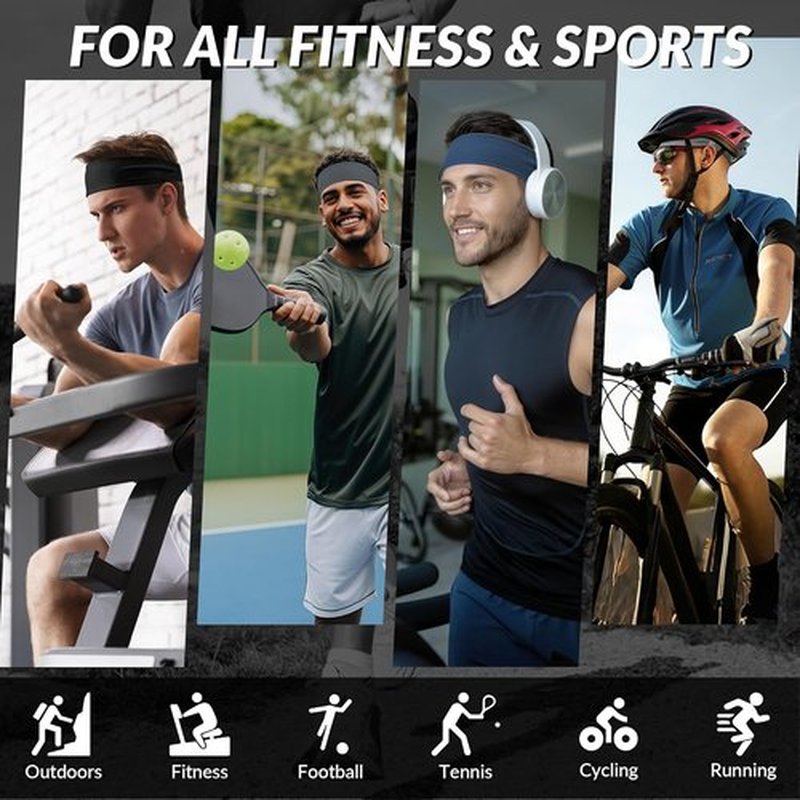 Sukeen Sports Headbands - Moisture-Wicking Non-Slip Sweatbands for Men | Breathable Elastic for Running & Fitness