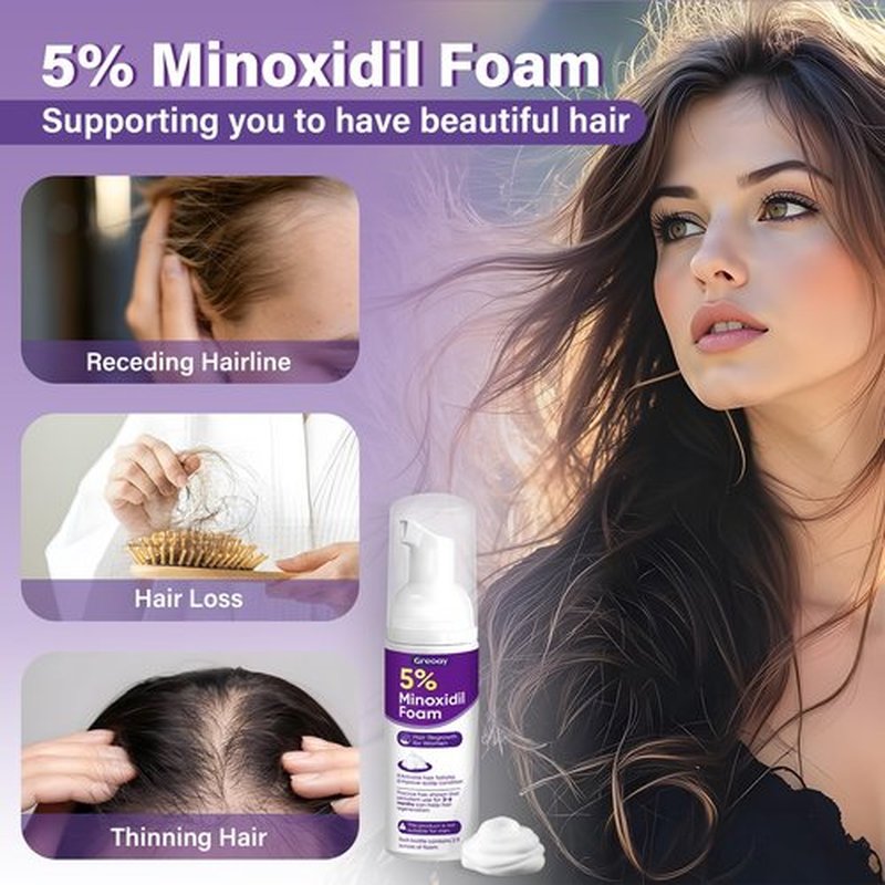 5% Minoxidil Foam for Women Hair Growth Foam Suitable for Hair Thinning Receding Hairline and Hair Loss to Hair Regrowth Get Thicker Fuller Hair