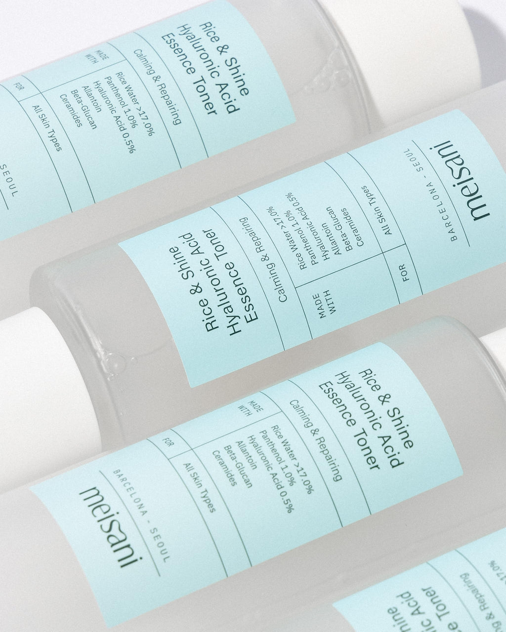 Meisani Rice & Shine Hyaluronic Acid Essence Toner - Hydrating Brightening Facial Toner with Ceramides and Panthenol| Korean Vegan Skincare | 5.07 fl.oz.