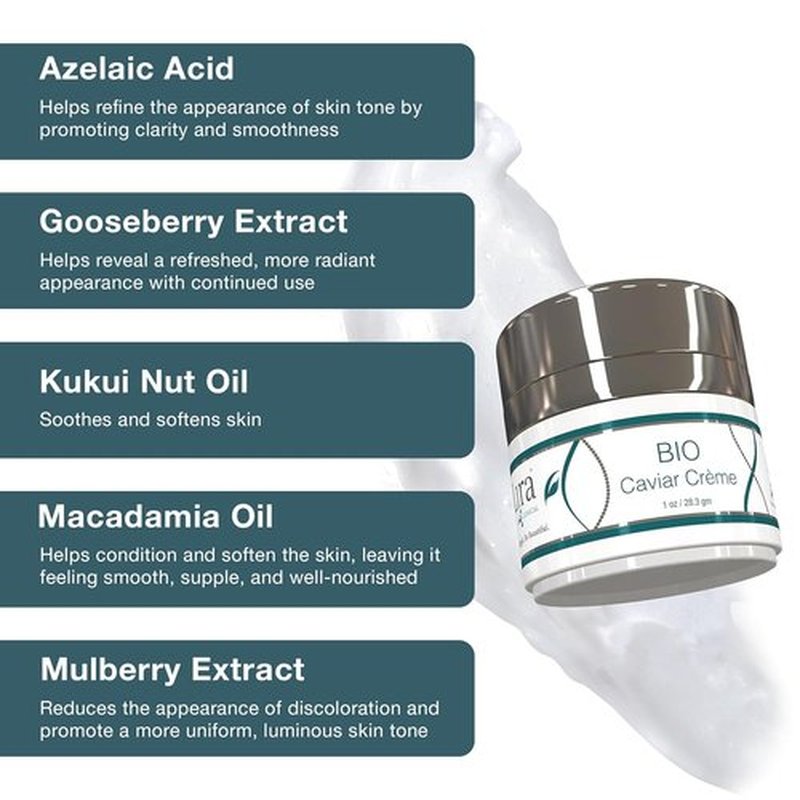 Lira Clinical BIO Caviar Crème - Hydrating Facial Moisturizer with Peptides & Vitamin C - 1 oz Travel Size
