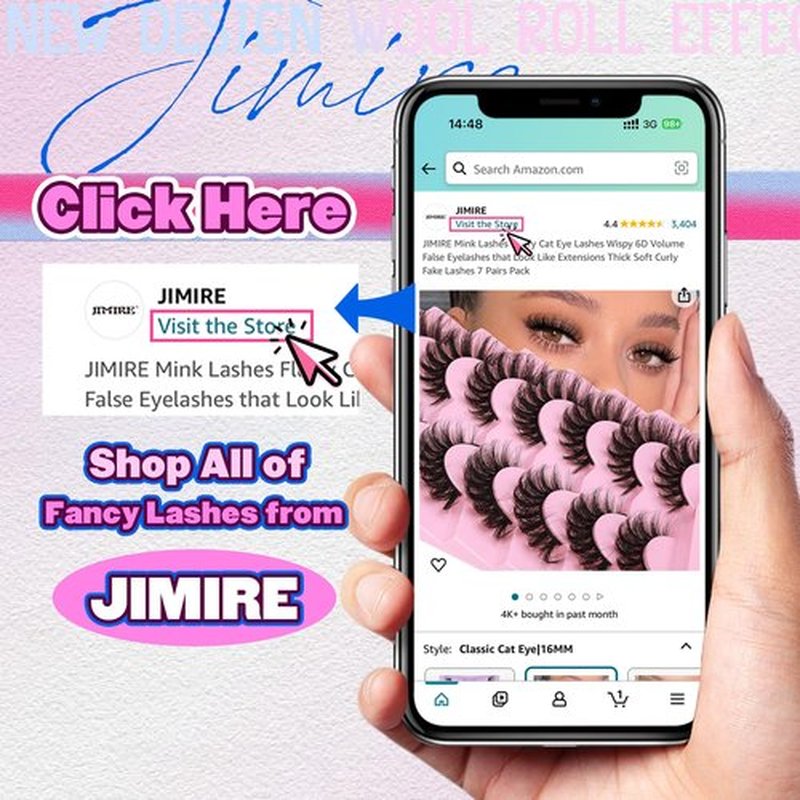 JIMIRE Mink Lashes Wispy Cat Eye Lashes Full 6D Volume False Eyelashes that Look Like Extensions 16MM Thick Soft D-Curly Fake Lashes 7 Pairs Pack