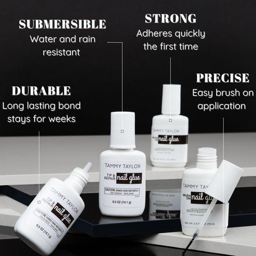 Tammy Taylor Tip and Nail Repair Dry Clear Gel Nail Glue for Press on Nails, Acrylic Nail Tips & Natural Breaks, Cure Under UV/LED, Solid Nail Adhesive Gel Glue for Nails and Extensions