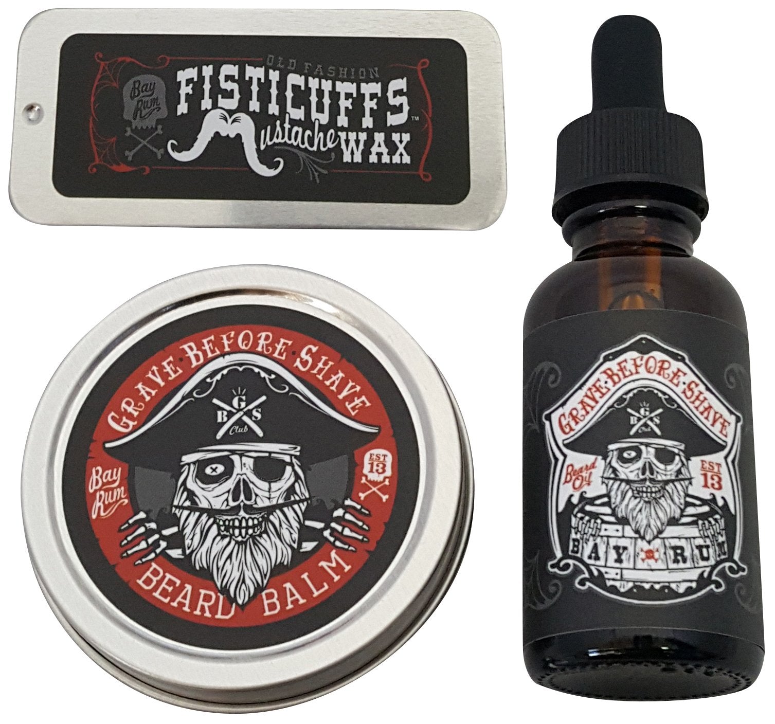 Grave Before Shave Bay Rum Pack with Beard Balm, Beard Oil and Mustache Wax