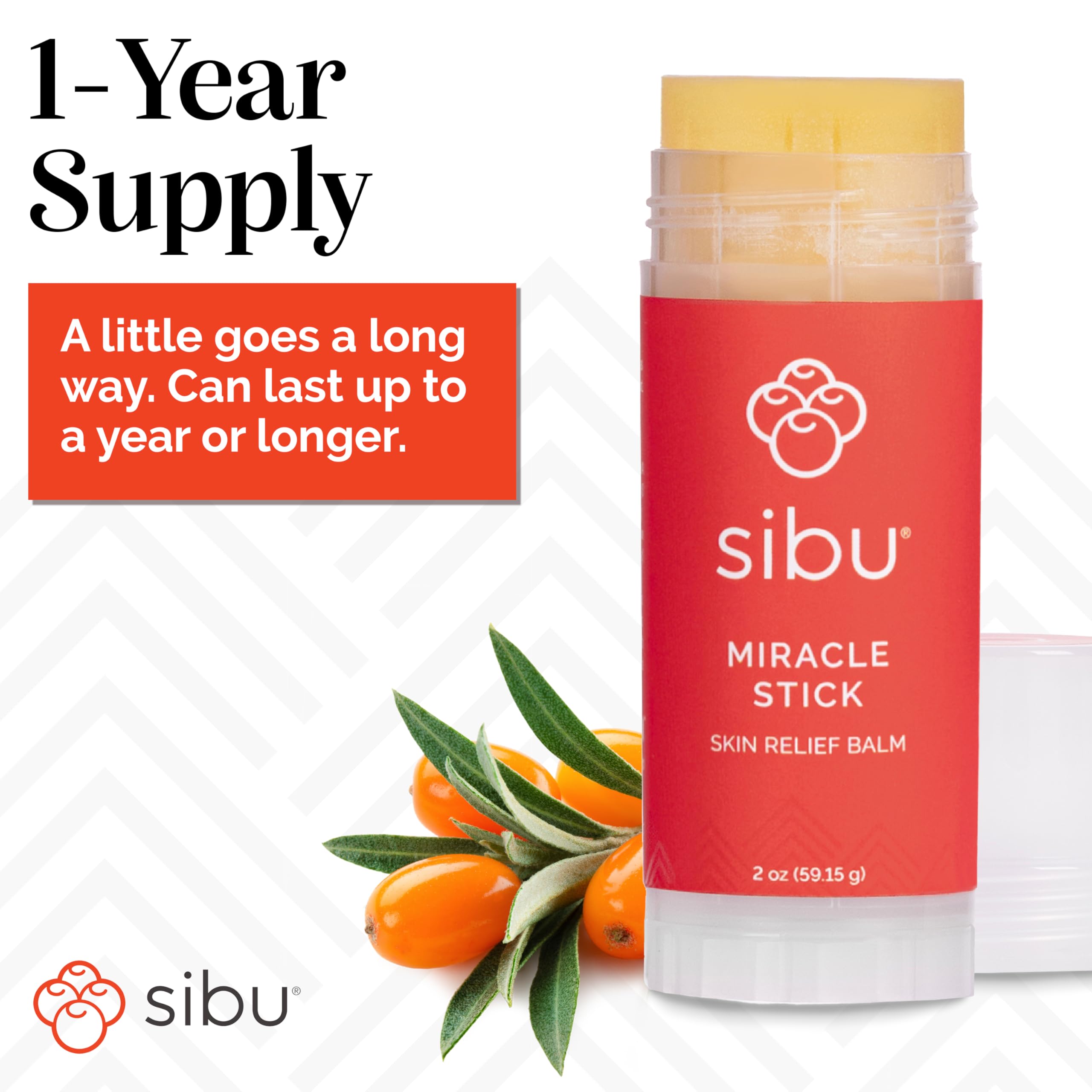 sibu Miracle Stick, Made with Premium Himalayan Sea Buckthorn (1-Year Supply) – Great for Dry Skin, Bug Bites, Sunburn, Windburn, and Chafing