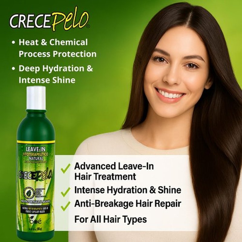 CrecePelo Natural Phytotherapeutic Leave-In Cream 12.5 oz – Heat & Chemical Protection – Intense Hydration & Shine – Anti-Breakage Hair Repair for All Hair Types