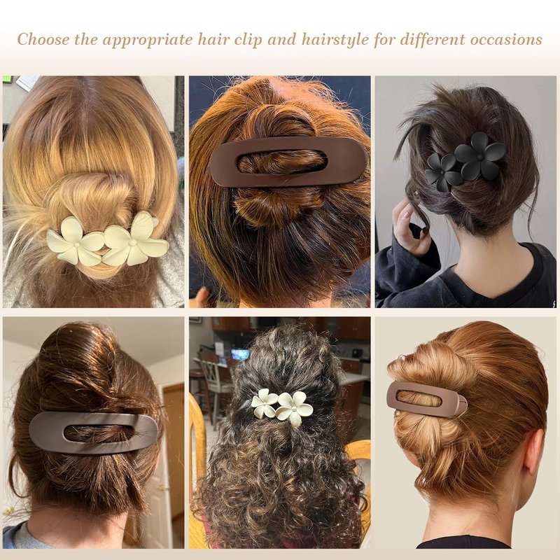 YTQDSS 8PCS Flat Hair Claws Matte Non-Slip Clips for Women, Strong Hold Hair Accessories for All Hair Types, Daily Wedding Party Date Beach Use (Style2(Floral))