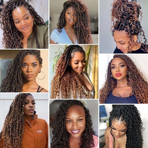 Goddess Locs Crochet Hair 16 Inch 8 Packs Boho Faux Locs Crochet Hair For Black Women Synthetic Hippie Locs Pre Looped Crochet Braids With Curly Ends