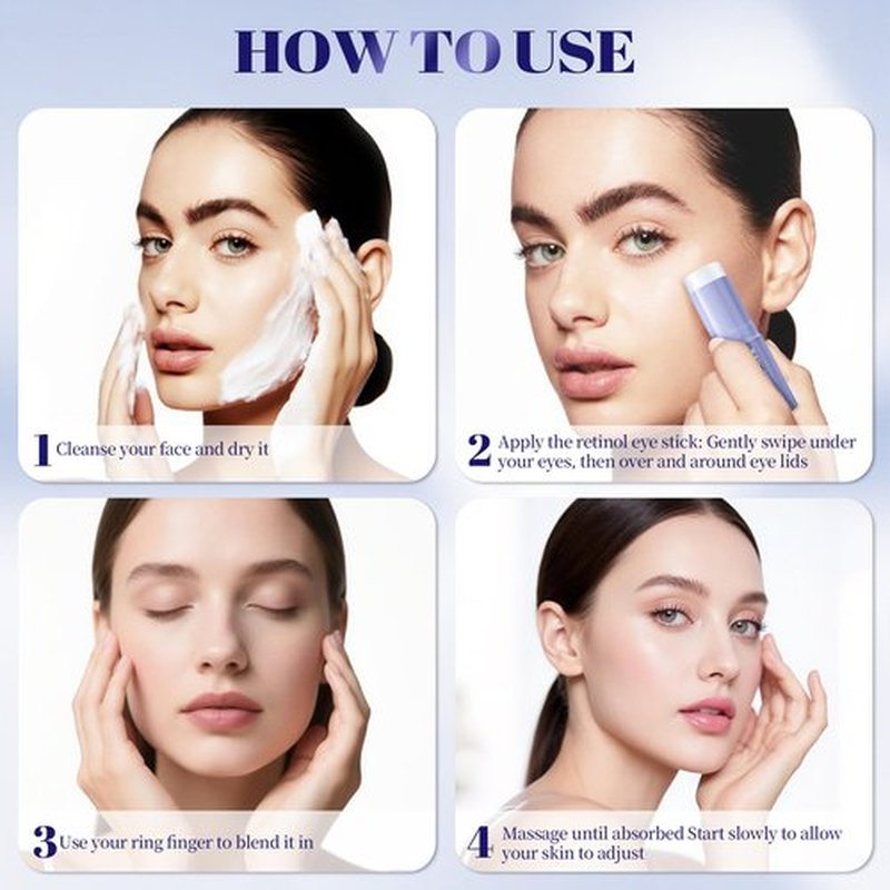 Retinol & Caffeine Eye Balm Stick for Dark Circles, Puffiness, Fine Lines and Eye Bags, Anti Aging Under Eye Cream Smooths Wrinkles Moisture Stick (0.24oz/7g)