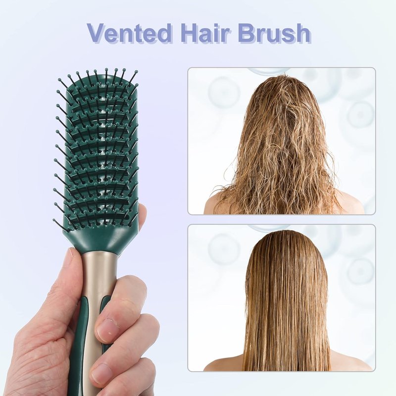 VOCOSTE Vent Hair Brush - Detangling Brush for All Hair Types | Wet Brush with Ball Tipped Bristles - Green