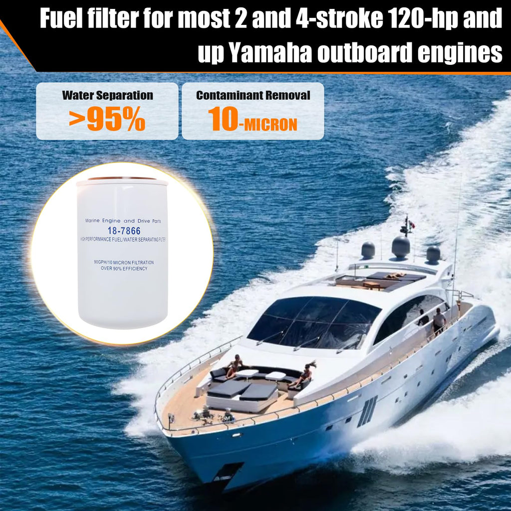 18-7866 Fuel/Water Separating Filter 10 Micron Compatible with Yamaha MAR-10MEL-00-00 MAR-FUELF-IL-TR Sierra 18-7866 Mallory 9-37807 Outboard Motors - 2 Pack