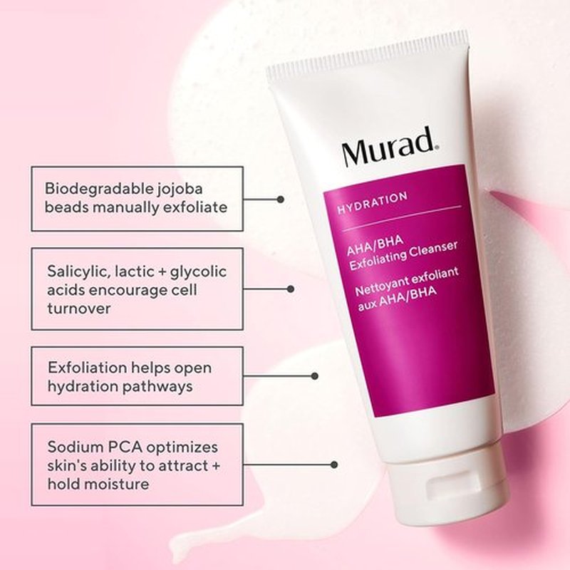 Murad Target Barrier Damage Set | AHA/BHA Cleanser, Hyaluronic Cream & Hydration Serum - Exfoliate, Moisturize & Repair Skin Barrier