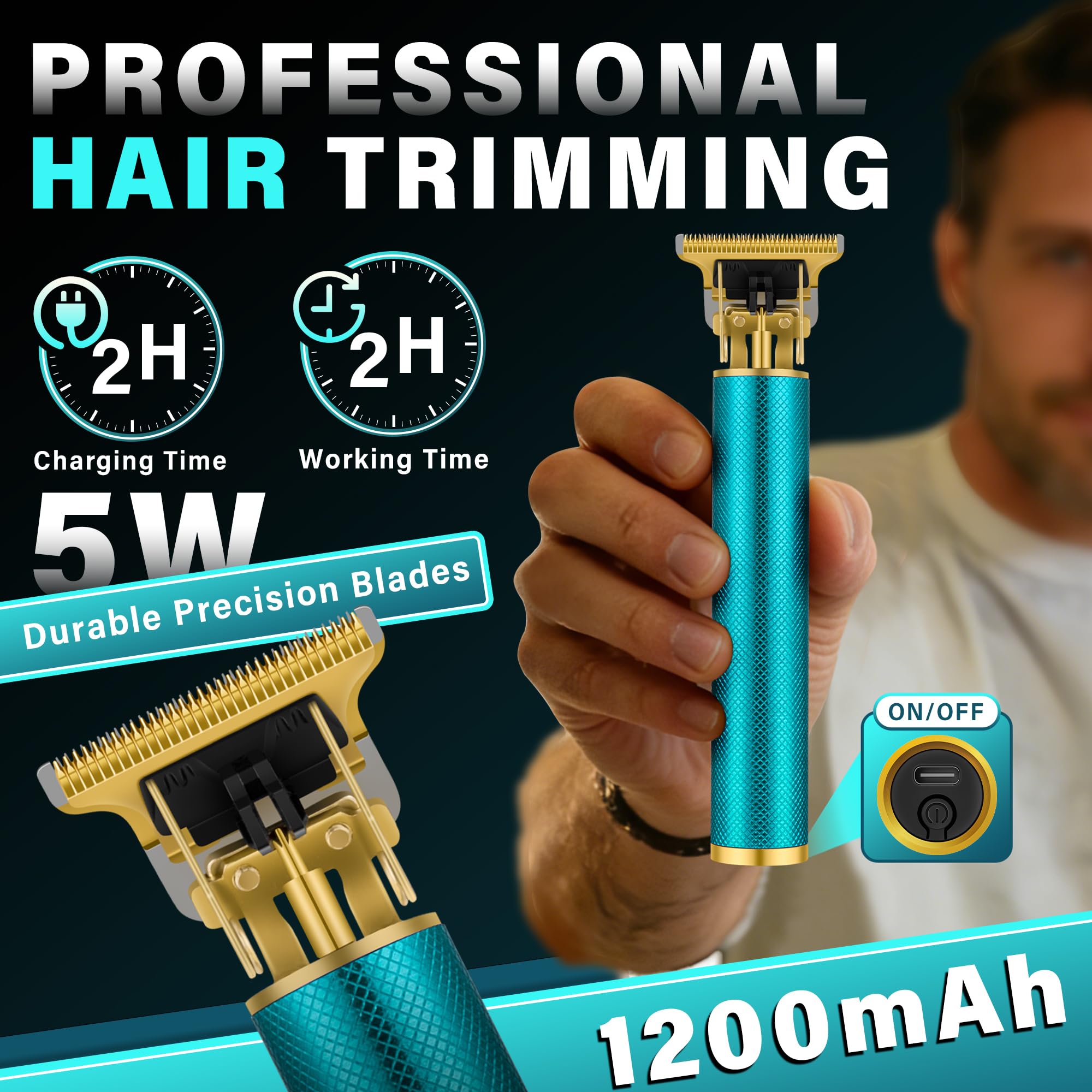 Hair Clippers for Men with LED Display, 4-Piece Cordless Grooming Kit with Hair Clipper, Beard Trimmer, Foil Shaver, Nose Trimmer, Complete Rechargeable Set for Home Barber
