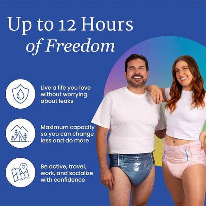 NorthShore MegaMax Adult Diapers - 12-Hour Protection for Heavy Leaks | Medium, 10 Count, White, 32-44 Inches