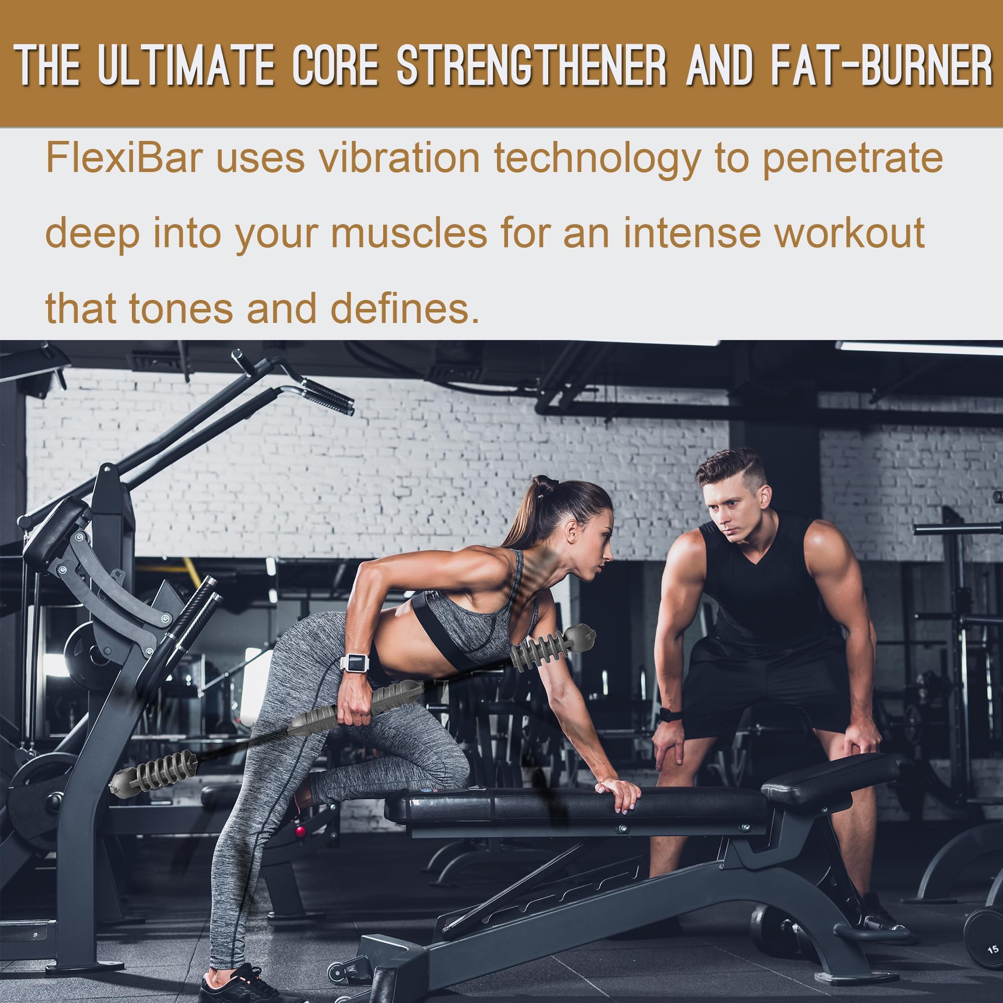 Elastic Fitness bar, Weight bar, Core Strength Training, Arm Twister, Home Gym Workout, Suitable for Men, Women Body Shaping and Fat Burning Training (Black)