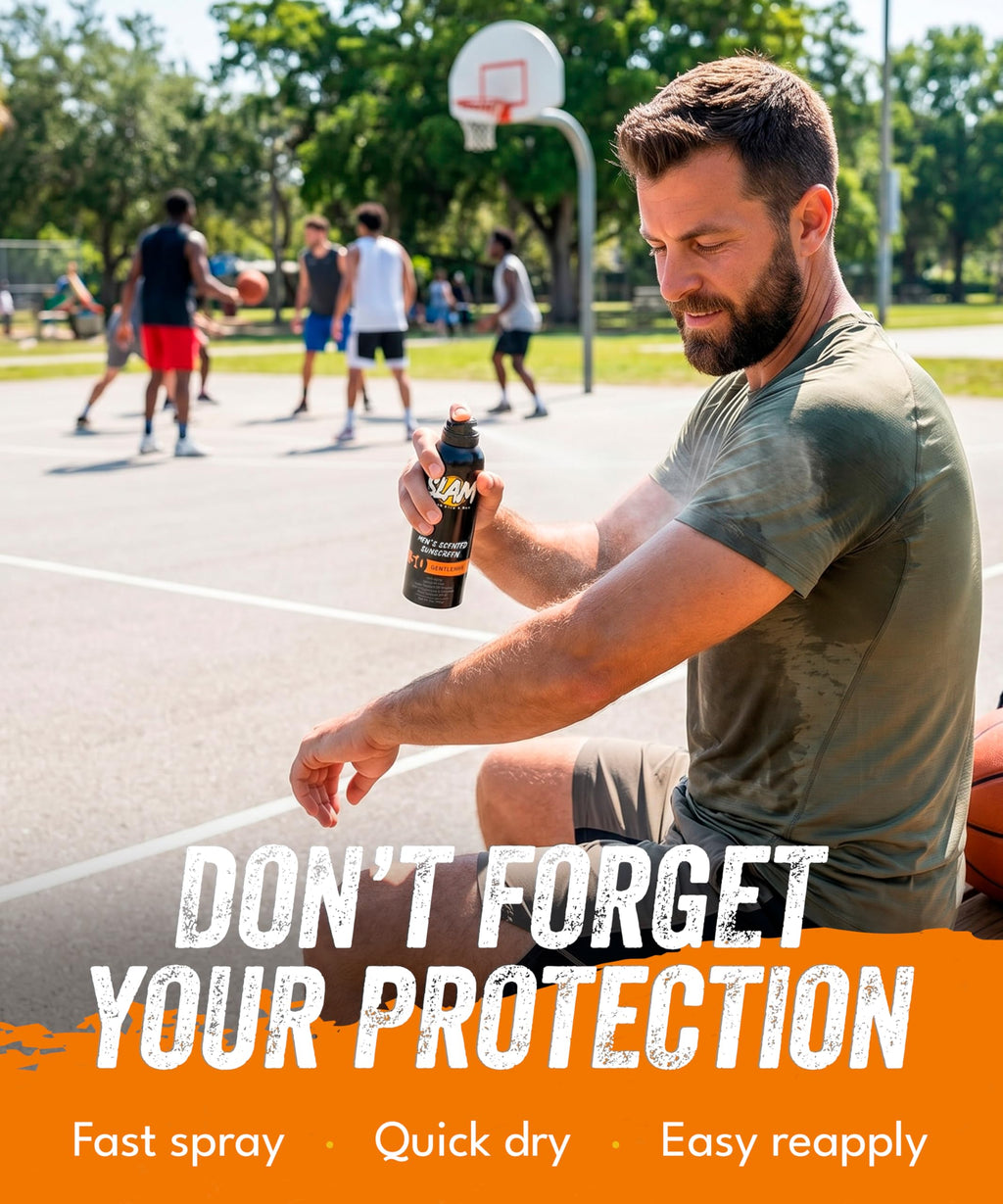 SLAM Men’s Sunscreen SPF 50 Spray - Broad Spectrum UVA/UVB Protection - Non-Greasy & No Harsh Chemicals - GentleMan Bergamot Cedar Patchouli Cologne Scented - 2 Pack
