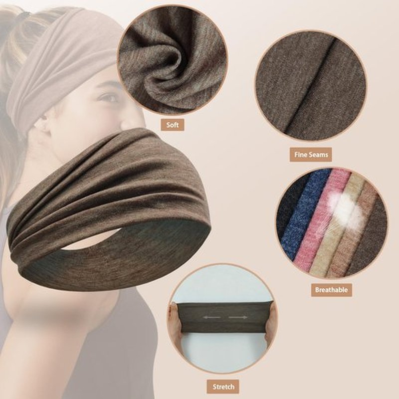 IMYORT 6 Pack Wide Headbands for Women - No Slip Hair Bands for Sports Yoga Workout Running Daily Use, Soft Stretchy Elastic Sweat Wicking Head Wraps Hair Accessories