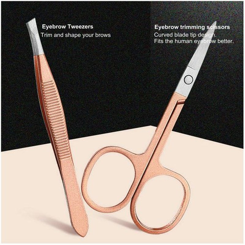 Professional Manicure Pedicure Stainless Set - Erkangsm 18 in 1 Manicure Pedicure Grooming Kit,Nail Clippers,Toenails Scissors,Ear Pick,Nail Tools with PU Leather Travel Case (Pink)