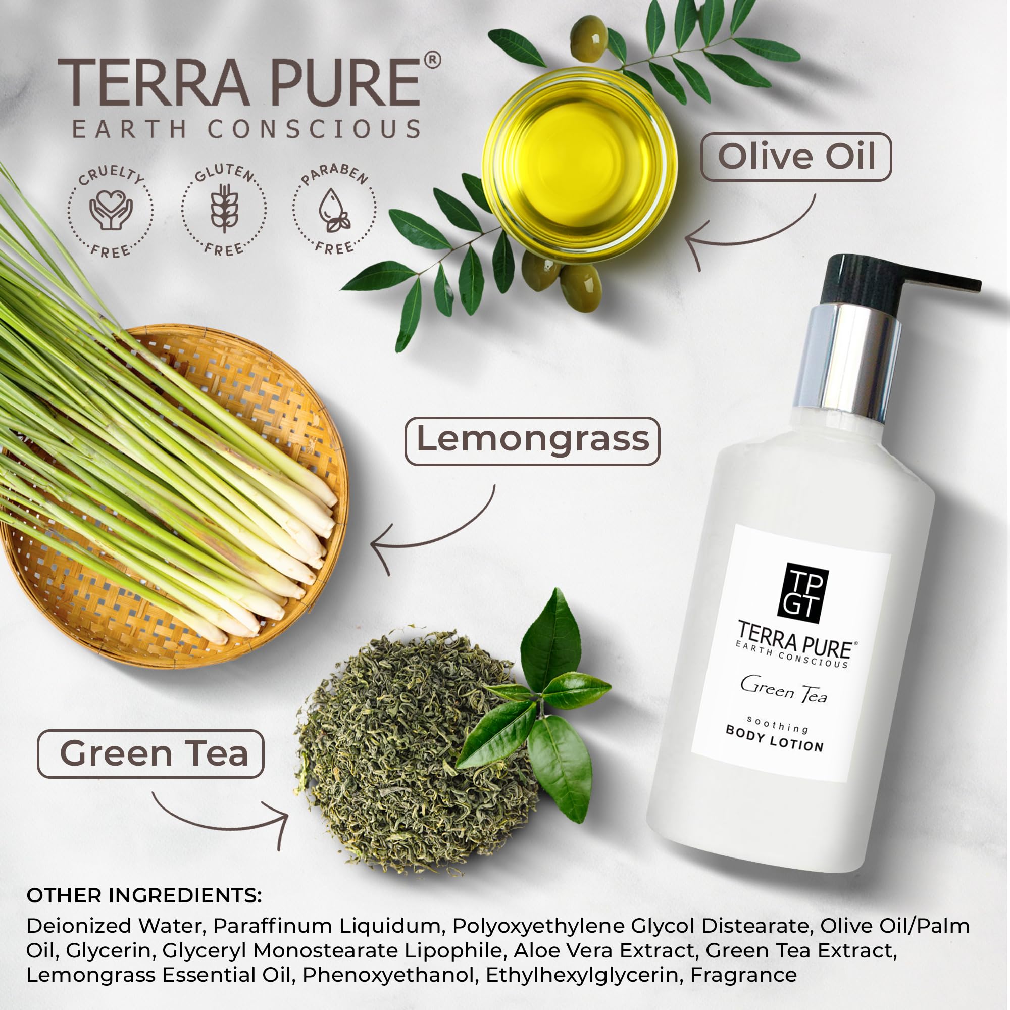 Terra Pure Green Tea Lotion, 10.14 oz. With Organic Honey And Aloe Vera (Single)