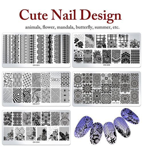 SILPECWEE 10Pcs Nail Art Stamping Plates Set Animals Design Nail Image Stamp Plates Manicure Templates Nail Art Stamps Tools for Women DIY Nails Supplies