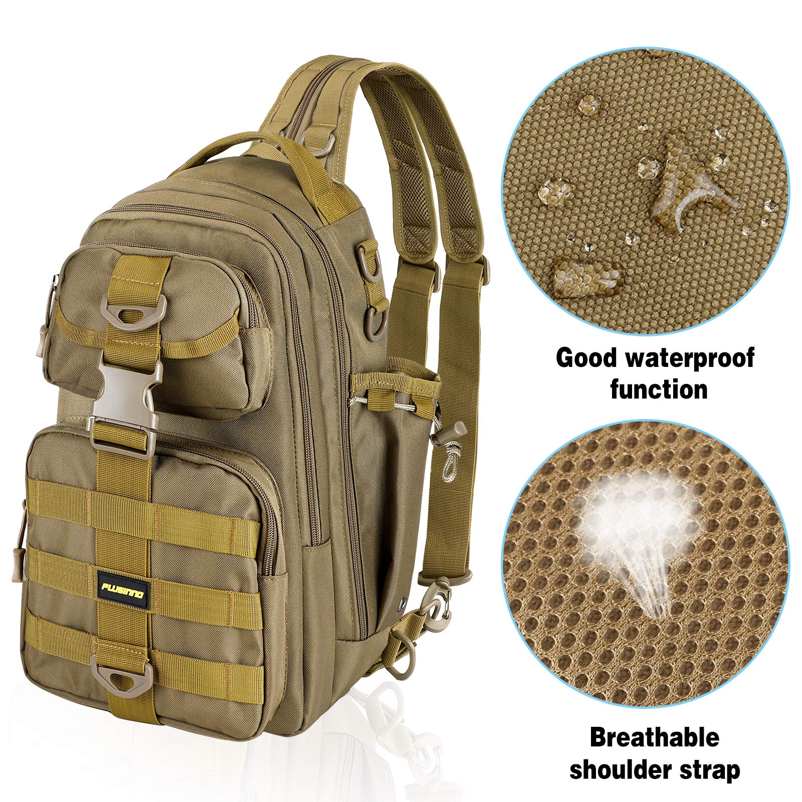 PLUSINNO Fishing Backpack Tackle Bag, Water-Resistant Backpack with Rod Holder, Ideal Gifts for Men